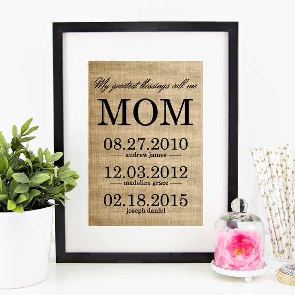 Mothers Day Gift from Husband Personalized birth date Print for Anniversary Gift for Wife present for Mom Housewarming Gift New Home Gifts