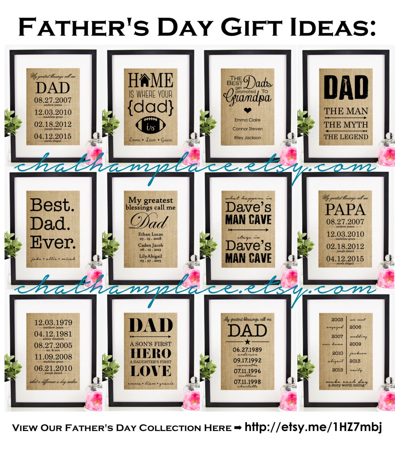 Personalized Father's Day Gift Wall Art Gift for Dad Burlap Print ...