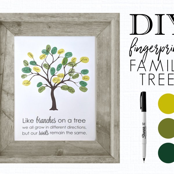 Mom Gift Mothers Day Personalized Mothers Day Gift for Grandma Gift for Mom Gift from Kids Fingerprint Guestbook DIY Family Tree Kit Ink Pad