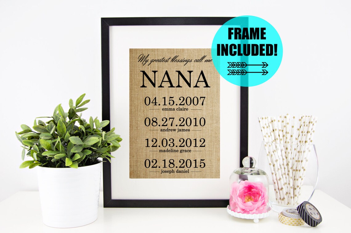 FRAME INCLUDED Personalized Nana Gift Mother's Day Gift Etsy