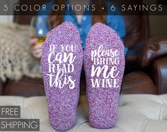 Unique Christmas Gift Ideas, Gifts for Mom from Daughter Mom Gifts Wine Socks Wine Lover Gift If You Can Read This Socks Bring Me Wine Socks