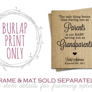 Pregnancy Announcement Burlap Print Pregnancy Reveal to Grandparents, Grandparent Gift The Only Thing Better Than Having You As Parents image 3