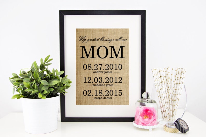 Mothers Day Gift from Husband Personalized birth date Print for Anniversary Gift for Wife present for Mom Housewarming Gift New Home Gifts image 1