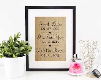 Wedding Gift for Couple | Rustic Wedding Decor | Personalized Burlap Print | Gift for Bride | Unique Anniversary or Bridal Shower Gift Ideas