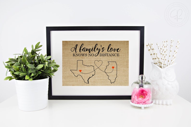 Long Distance Family Gift, Mothers Day Gift for Mom, Personalized Gift for Dad, Grandma Gift Long Distance Gifts, Family Sign, Family Map image 1