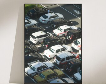 Tokyo Taxi Print, Urban Pattern Wall Art (Digital Download)