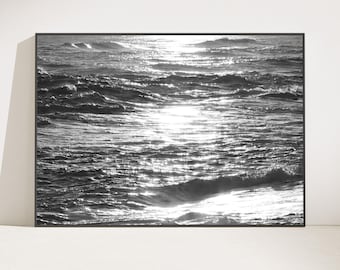 Gangneung Sea Wave Print, Winter Black and White Wall Art (Digital Download)