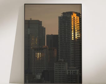 Tokyo Architecture Golden Hour Photography Print, Minimalist Japan Wall Art (Digital Download)