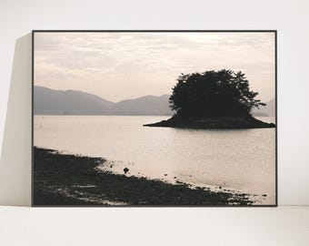 Korean Coastal Landscape Print, Sacheon Small Island and Quiet Sea Wall Art (Digital Download)
