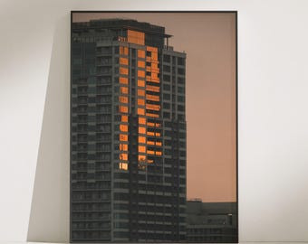 Tokyo Window Lights Print, Golden Hour Architecture Wall Art (Digital Download)