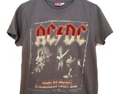 Awesome AC/DC Grey Back in Black N. American Tour 1980 T-Shirt