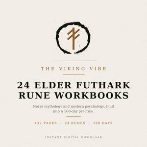 Shadow Work Journal Bundle, 24 Elder Futhark Rune Workbooks, Norse Mythology & NLP Psychology, 168 Day Printable Guided Journal PDF
