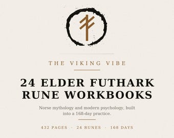 Shadow Work Journal Bundle, 24 Elder Futhark Rune Workbooks, Norse Mythology & NLP Psychology, 168 Day Printable Guided Journal PDF