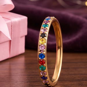 Multicolor Gemstone Ring, Rainbow Colorful Ring, Gold Plated 925 Sterling Silver Ring, Rainbow Jewelry, Statement Ring, Gift for Her