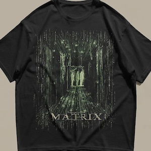 The Matrix Code Graphic Shirt, Digital Rain Cyberpunk Movie Tee, 1999 Sci-Fi T-shirt