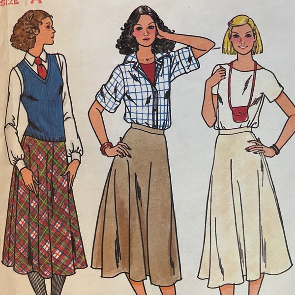 Vintage 1978 Butterick Sewing Pattern 6116 Marie Osmond Sews Misses' Super Quick Flared Skirt Size A Waist 24"-26.5" UNCUT