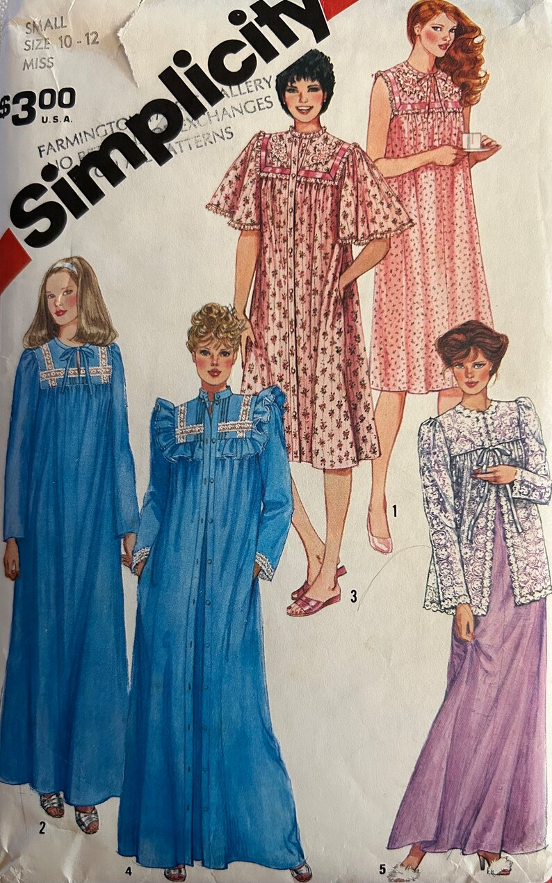 Vintage 1981 Simplicity Sewing Pattern 5330 Misses' Pullover Nightgown ...