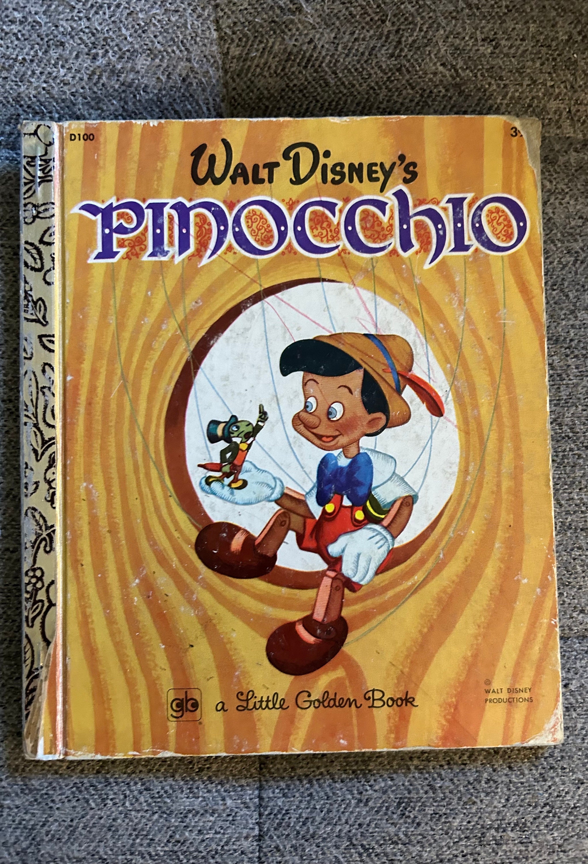 PINOCCHIO ピノキオ　ヴィンテージブック Vintage 1974 Walt Disney's Pinocchio a Little Golden Book