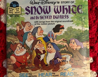 Vintage 1977 Walt Disneys Story Of Snow White and 7 Dwarfs Read-Along Book & Record W/ Songs From Film Disneyland Records 33 RPM Vinyl NEW