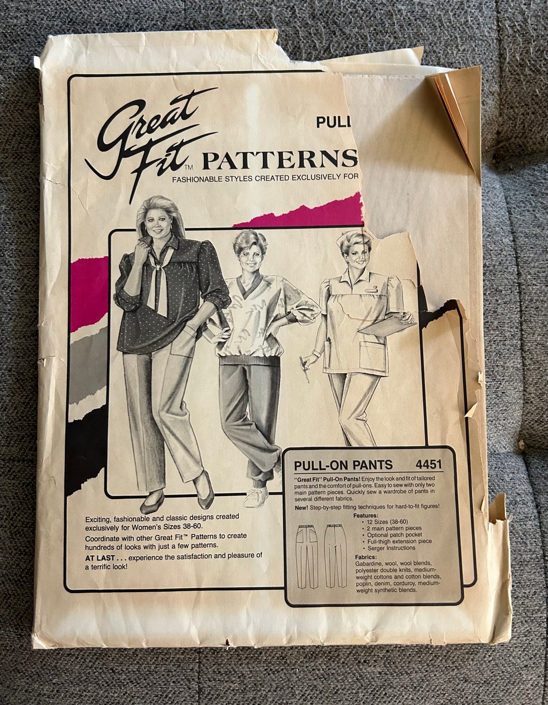 Classic Fit Ree Pattern Vintage 1992 Great Fit Sewing Pattern 4451 Women’s Plus Size Pull-on ...