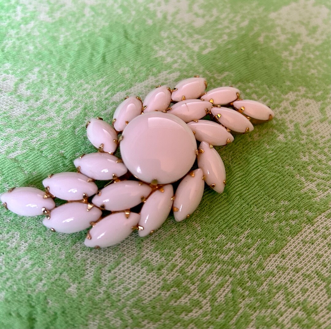 Vintage 1960's Large White Milk Glass Brooch 3.5 X Etsy