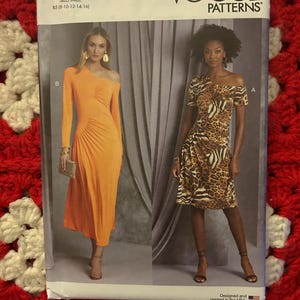 2023 Vogue Sewing Pattern V1968 Misses' Knit Off The Shoulder Dresses Size 10-12-14-16 UNCUT Sexy Long or Short Sleeves