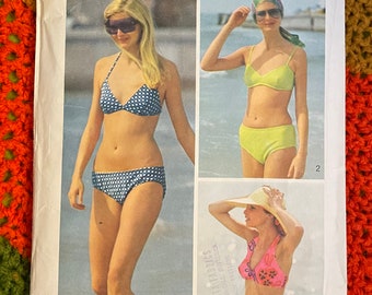 Vintage 1973 Simplicity Sewing Pattern 5576 The Every-Body Bikini Swimsuit in 3 Styles Size Small 8-10 Bust 31.5-32.5 Hip 32.5 UNCUT
