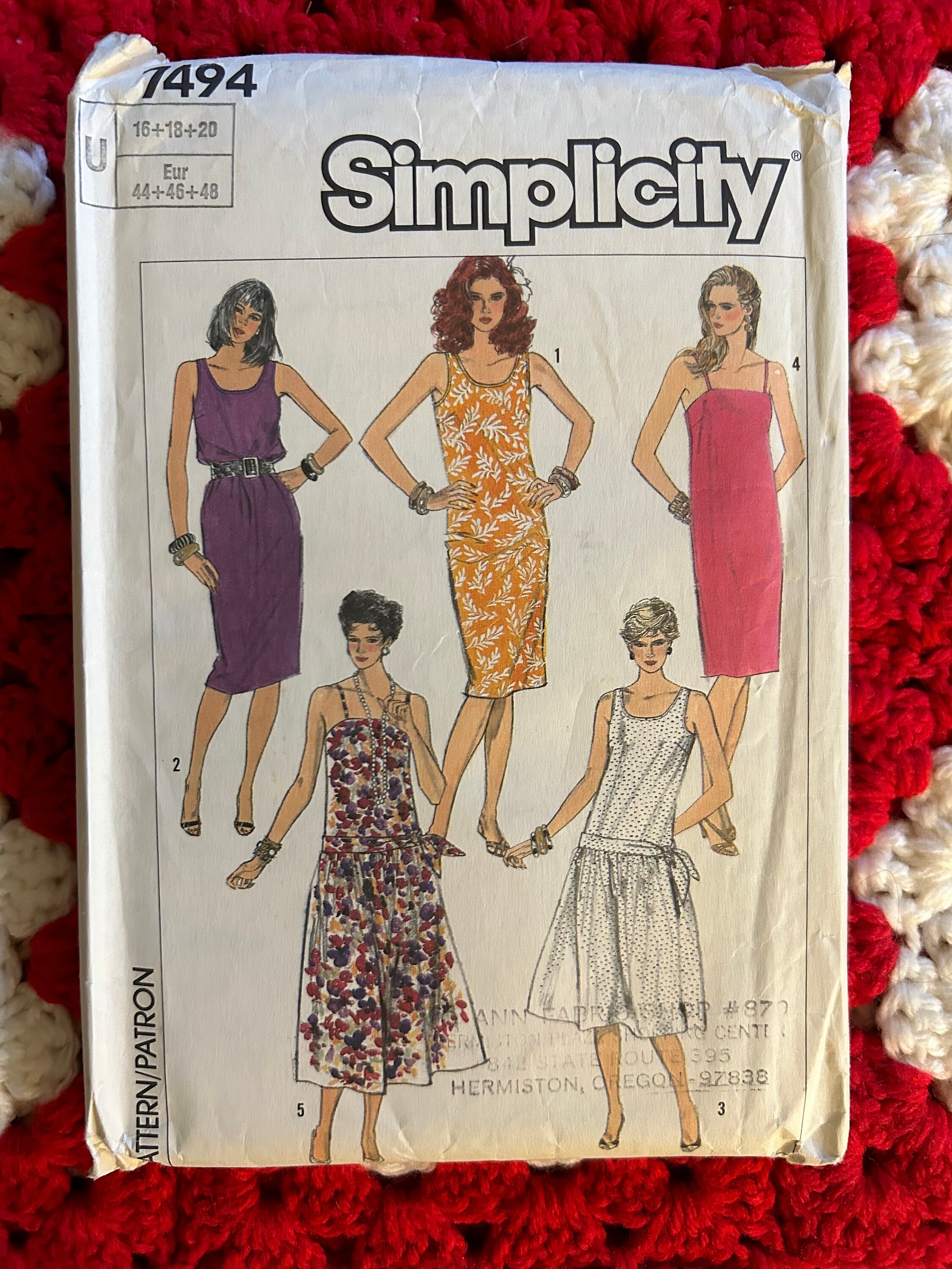 Vintage 1986 Simplicity Sewing Pattern 7494 Misses' Easy-to-sew ...