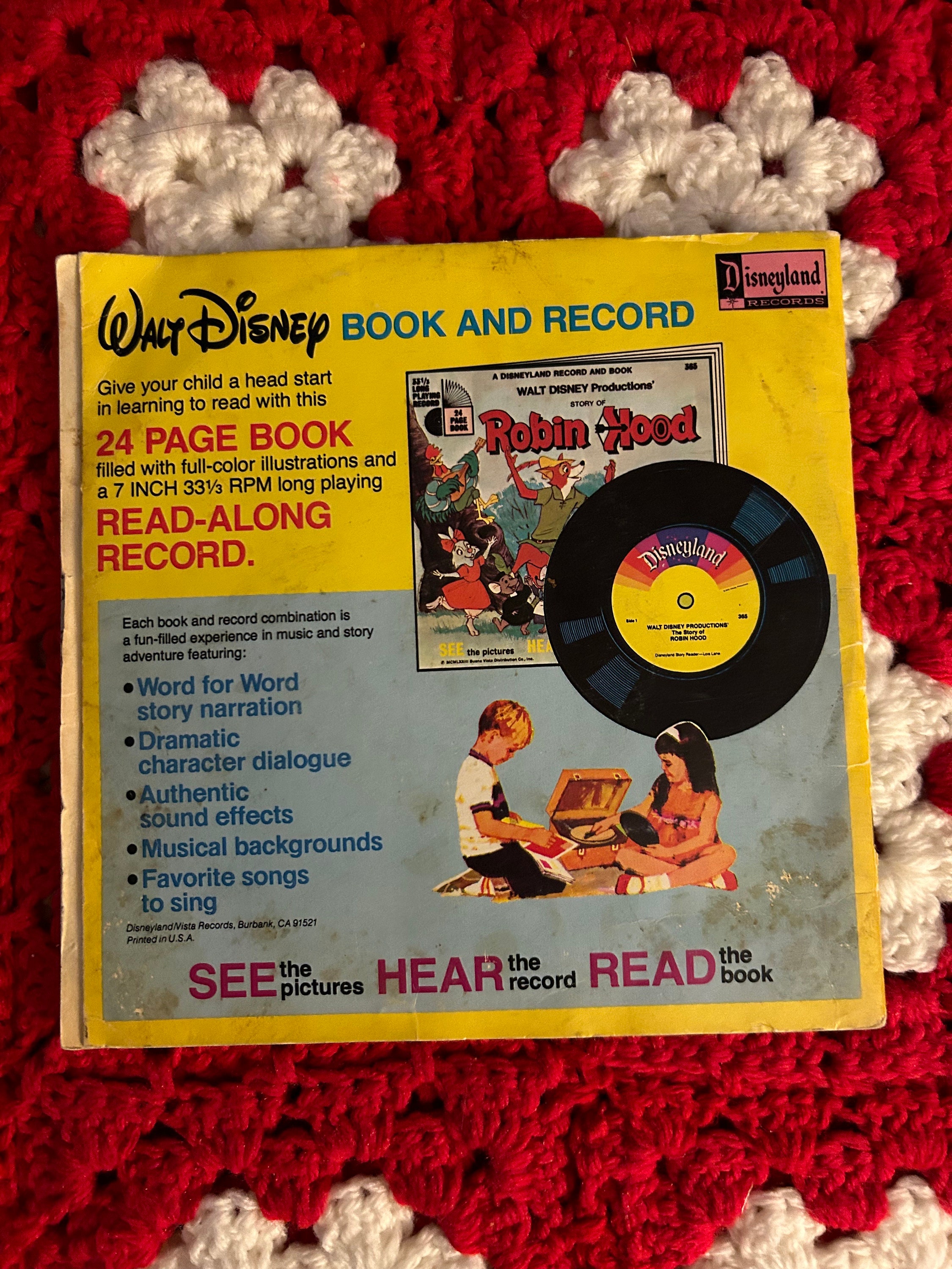 アート・デザイン・音楽 Walt Disney book and record & box Vintage 1979 Walt Disney's Winnie the Pooh and the Honey Tree Read
