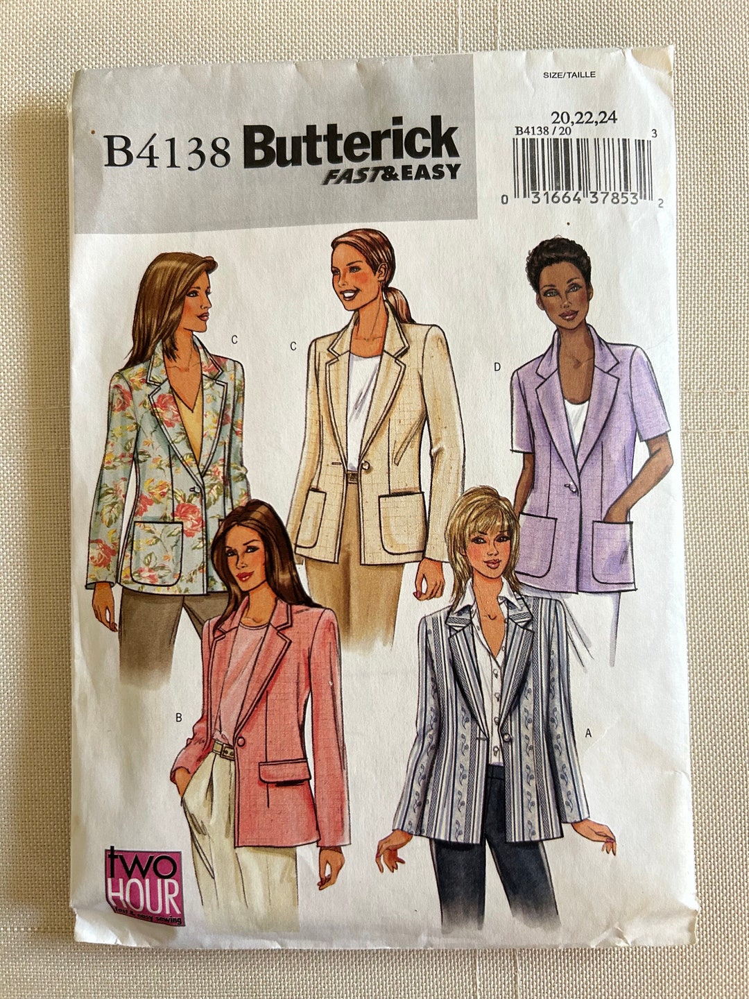 2004 Butterick Fast & Easy Sewing Pattern B4138 Misses' Suit Jacket ...