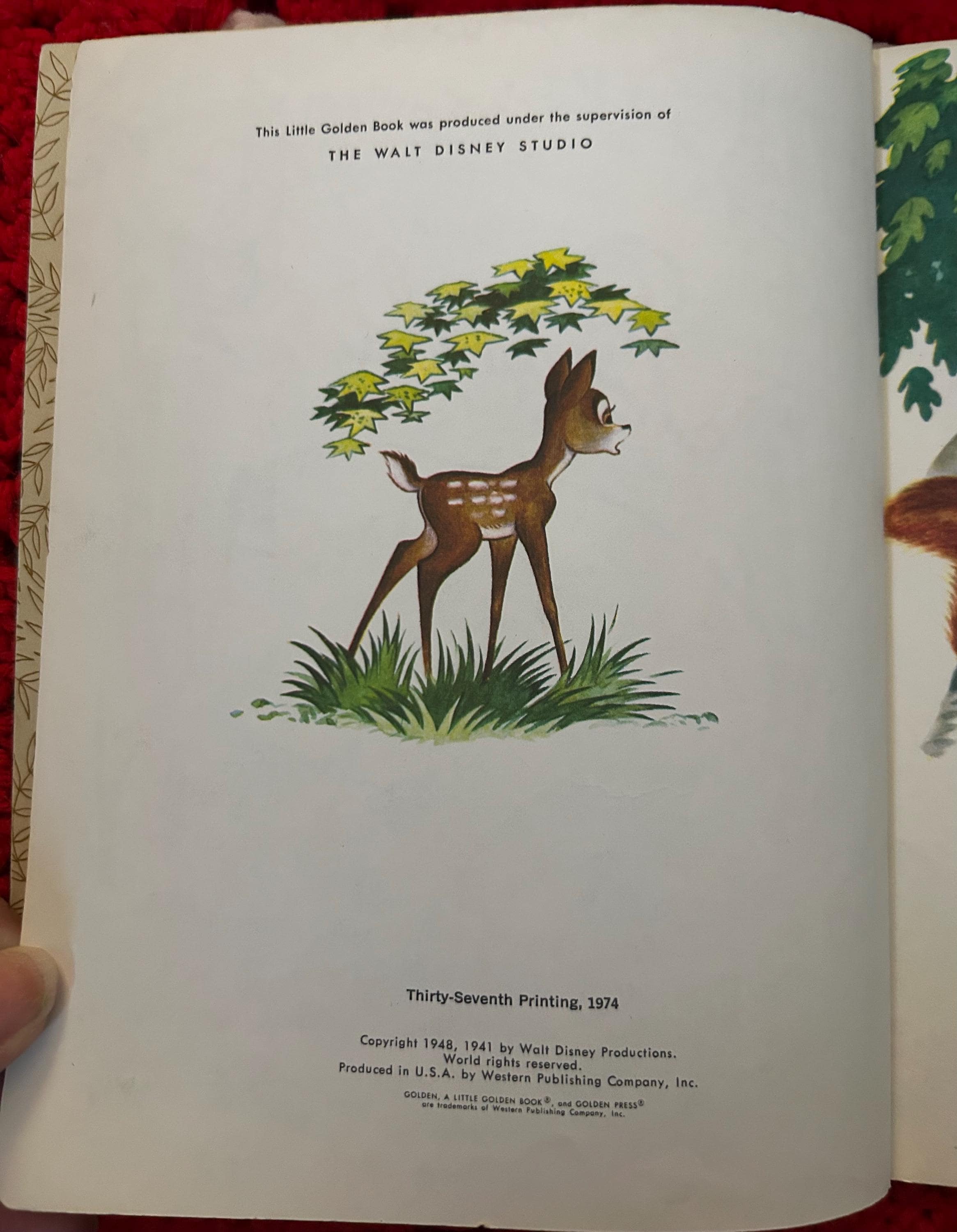 Vintage '74 Walt Disney's BAMBI Little Golden Children's Book