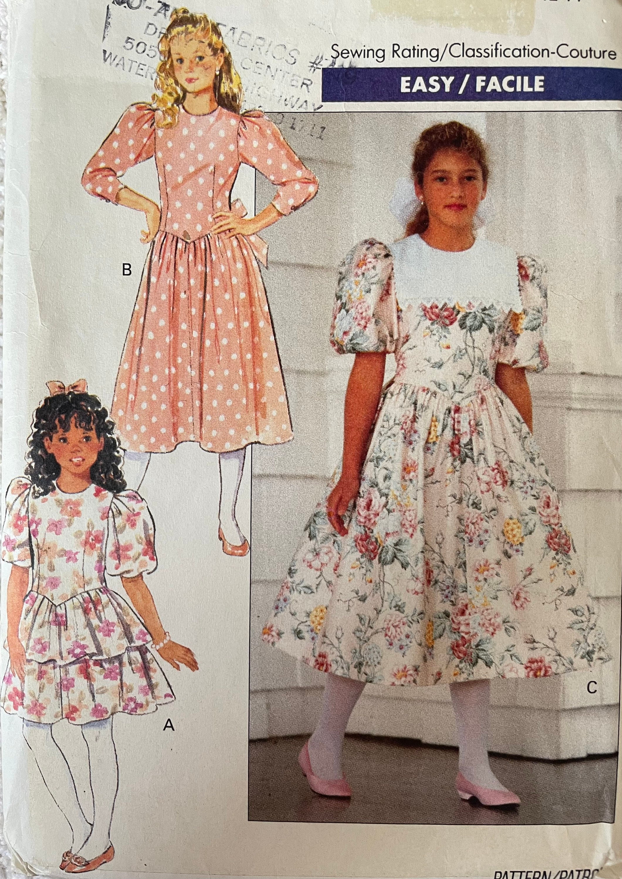 Vintage 1990 Butterick Easy Pattern 4583 Girls' Dress Vintage 1990 Butterick Easy Pattern 4583 Girls' Dress