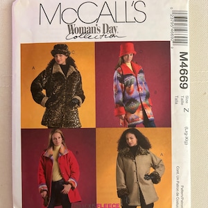 May include: McCall's Woman's Day Collection sewing pattern for a coat with a variety of fabric options. The pattern number is M4669, size Z (Large-Extra Large).