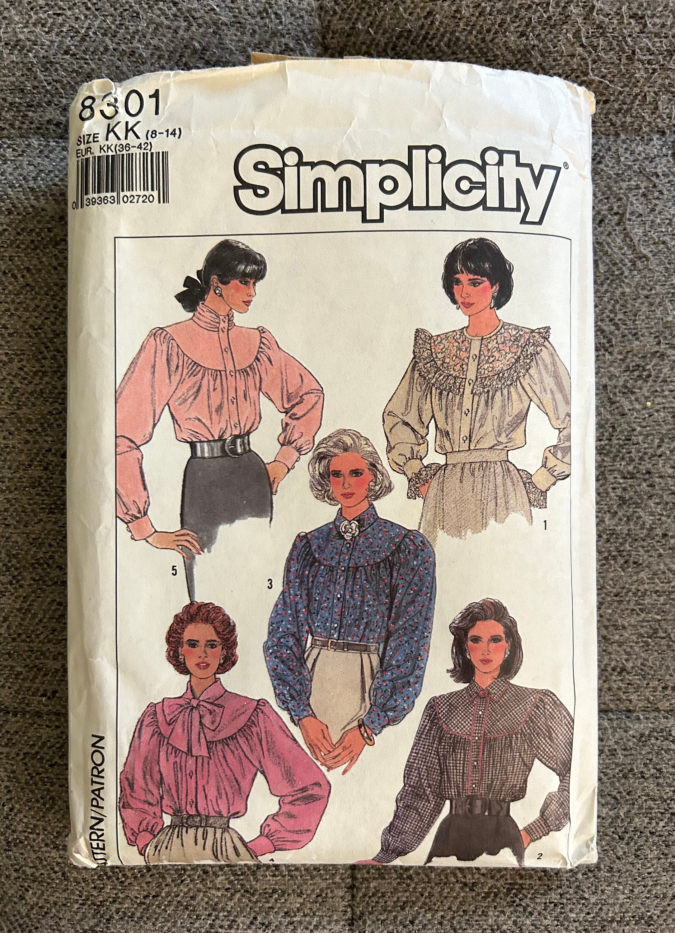 Vintage 1987 Simplicity Sewing Pattern 8301 Misses' Loose-fitting ...