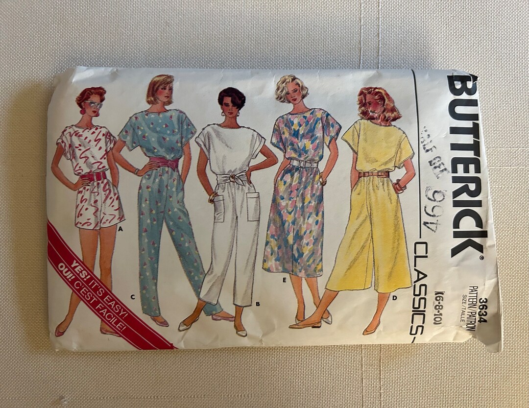 Vintage 1986 Butterick Sewing Pattern 3634 Misses’ Short Sleeved Dress ...