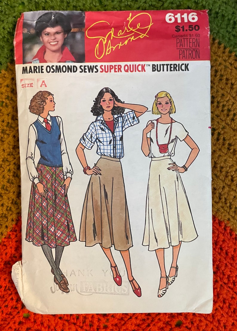 Vintage 1978 Butterick Sewing Pattern 6116 Marie Osmond Sews Etsy