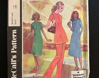 Vintage 1971 McCall’s Post Cereals "Pounds Thinner" Sewing Pattern A Misses' Dress or Tunic & Pants Size 14 Bust 36 Uncut