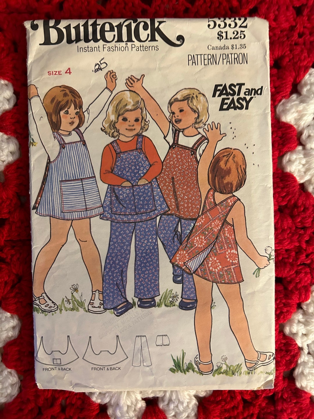 Vintage 1970's Butterick Sewing Pattern 5332 Toddlers' Reversible ...