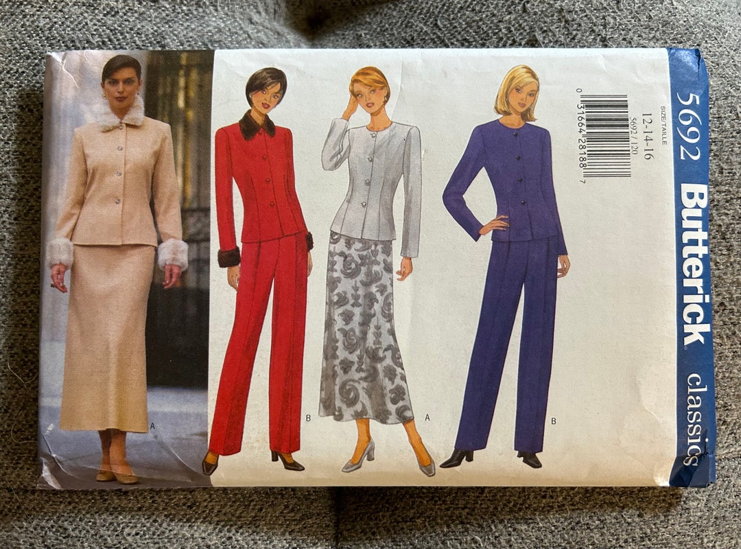 Butterick 1998 Sewing Pattern Classics 5692 Misses' Jacket, Skirt ...