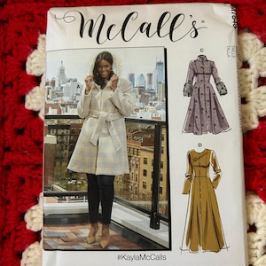 2022 Sewing Pattern McCall&#39;s M7848 Women&#39;s Coats and Belt Size 18-20-22-24 UNCUT Factory Folded Plus Size Fit & Flare