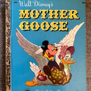 Vintage 1974 Walt Disney&#39;s Mother Goose a Little Golden Book Children&#39;s Book Walt Disney Studio Mickey Mouse