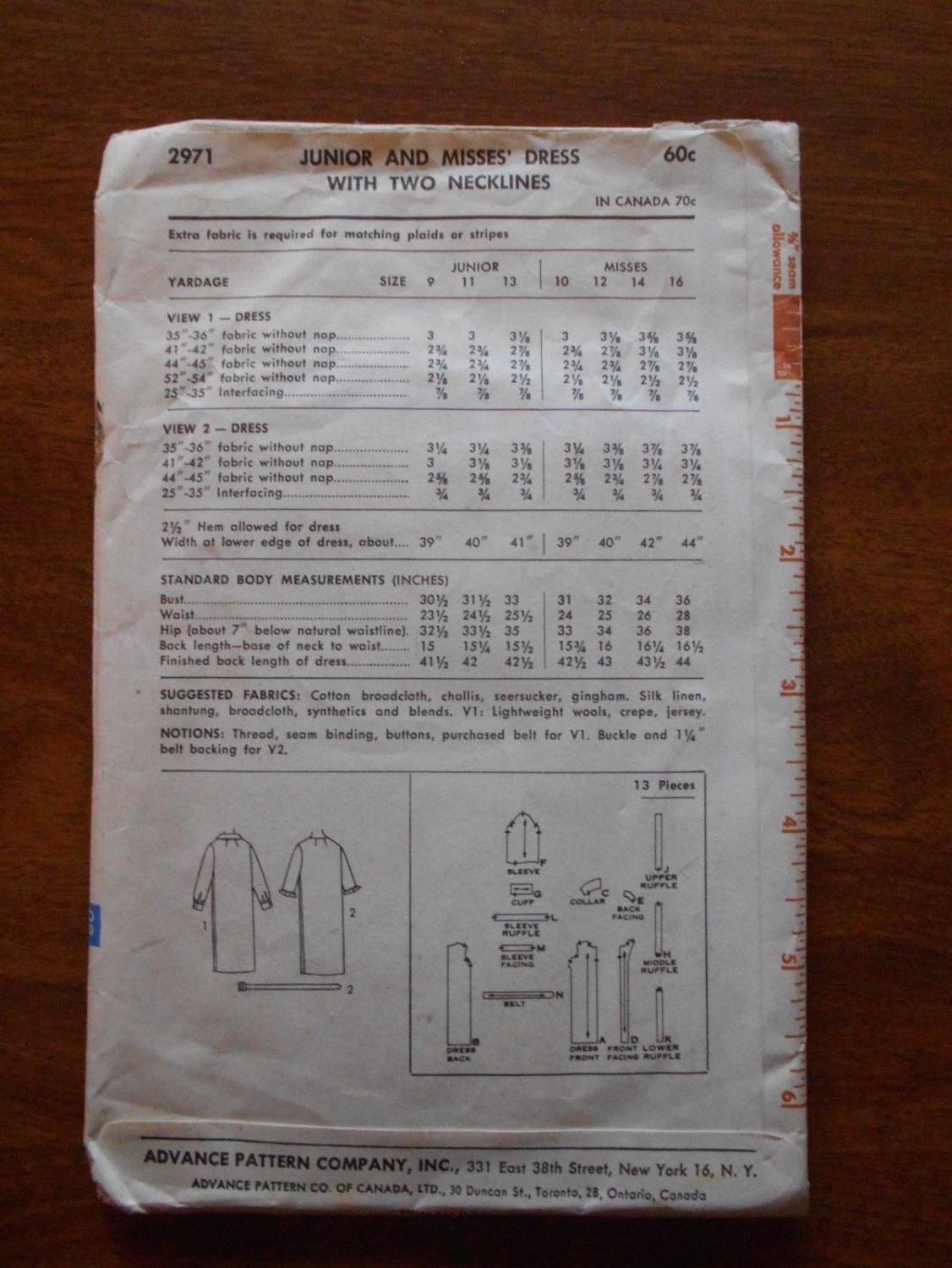 Vintage 1960's Sew-easy Sewing Pattern #2971 SHIRT DRESS With 2 ...