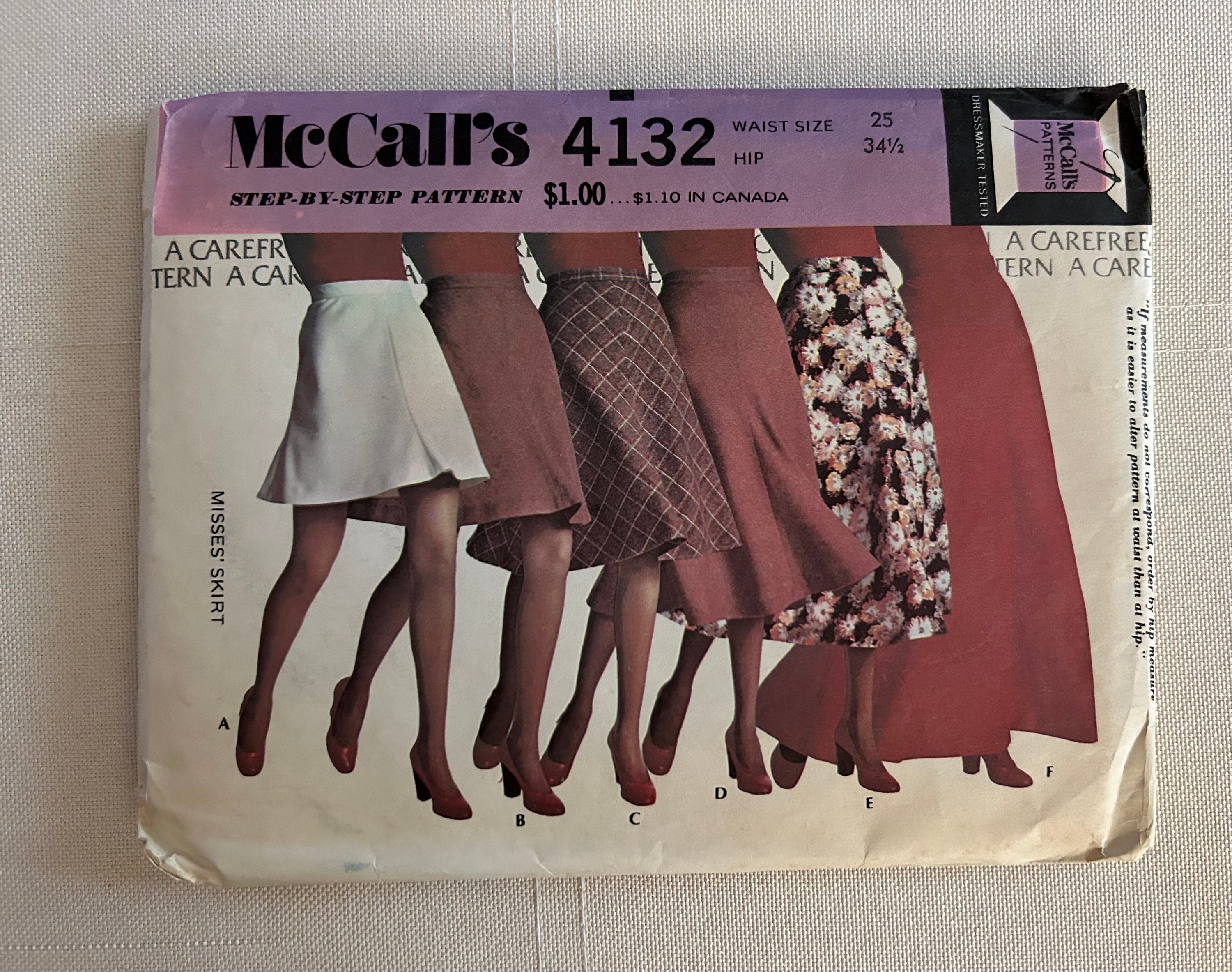 Vintage 1974 Mccalls Carefree Pattern 4132 Misses Bias Skirt - Etsy