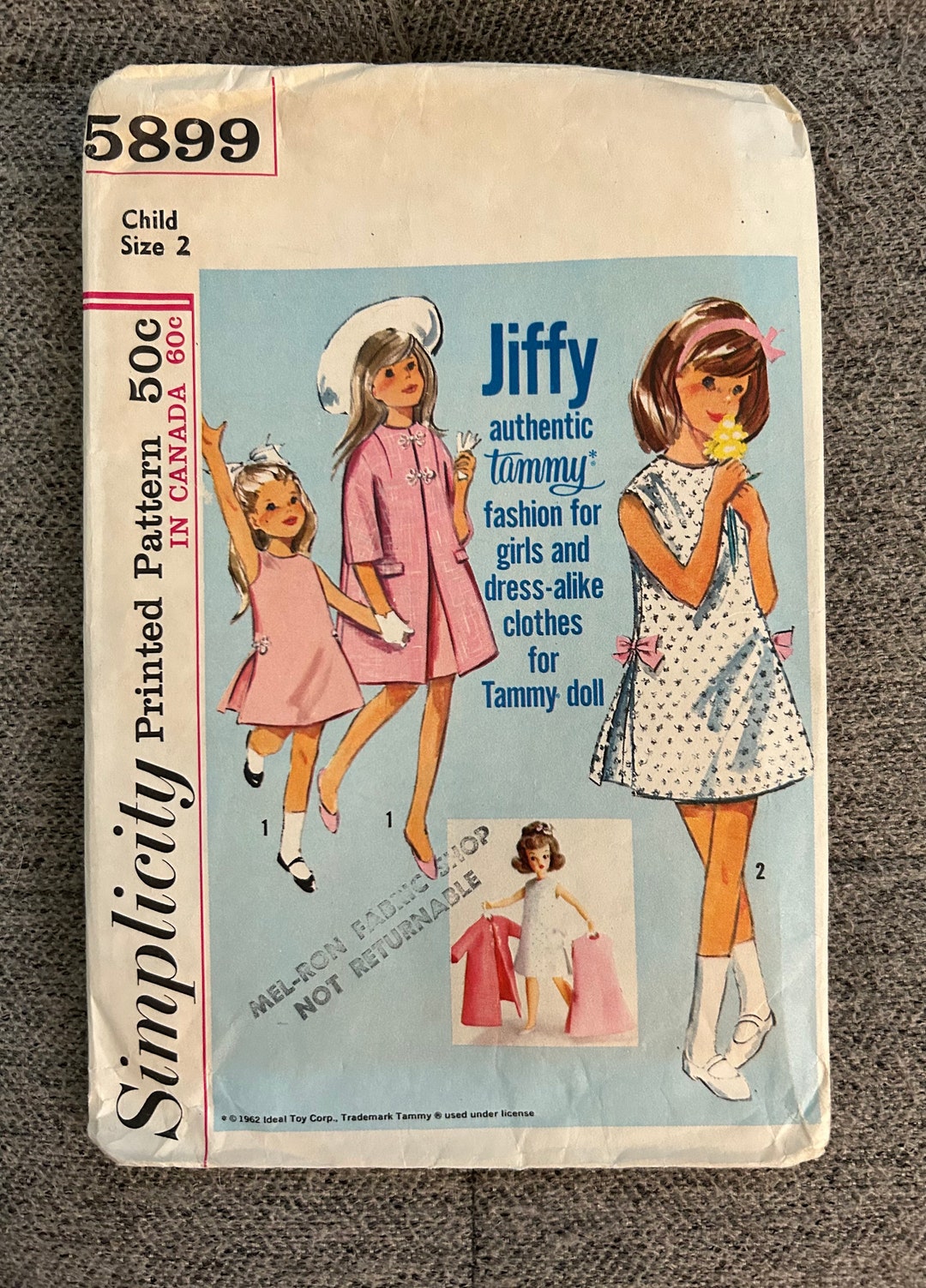 Vintage 1965 Simplicity Sewing Pattern 5899 Girls' Jiffy Onepiece