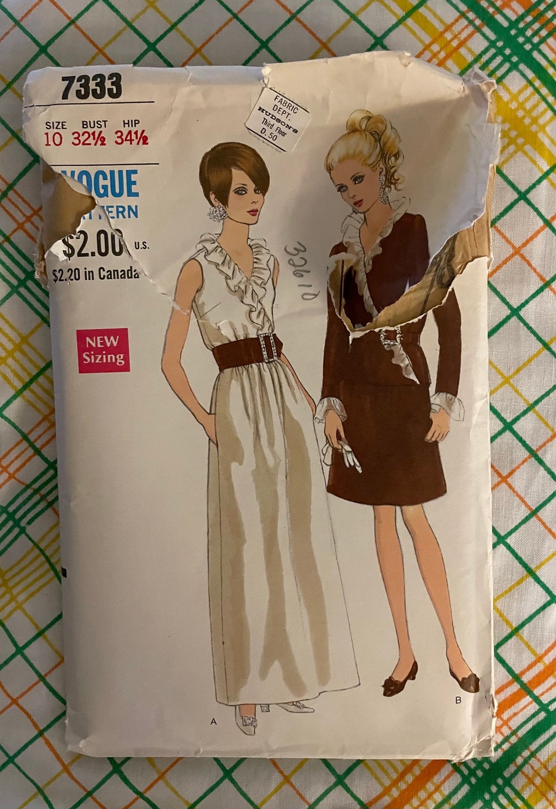 Vintage 1970's Vogue Sewing Pattern 7333 Misses' 2 Piece Evening Dress ...