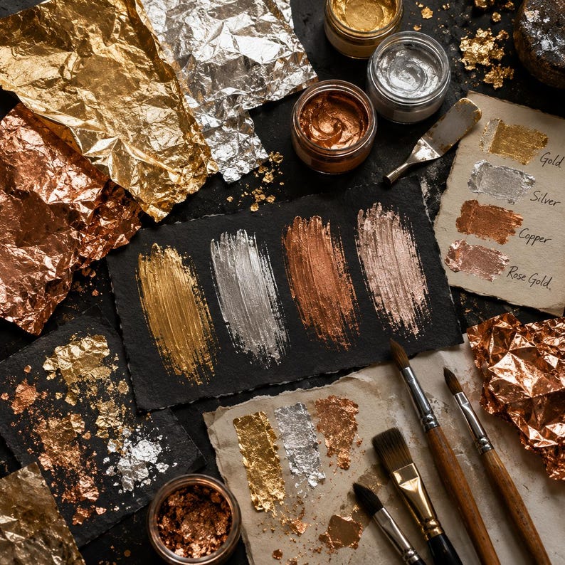 2500+ Metallic Texture Brushes for Procreate | Chrome, Foil, Gold, Silver & Metal Effects image 3