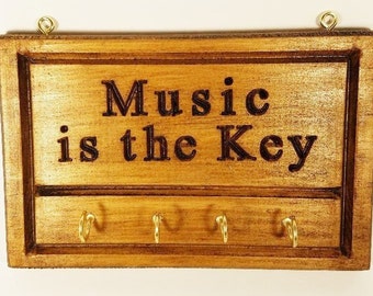 Key Holder; Music is the Key/FOB Holder;  Key Hooks; Gift for Musicians; Gift for Singer; Anniversary Gift; Anytime Gift; Mother's Day Gift