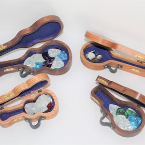 Guitar Pick Case; Handcrafted Wooden Banjo Mandolin Pick Box; Dobro Pick & Slide Holder image 2