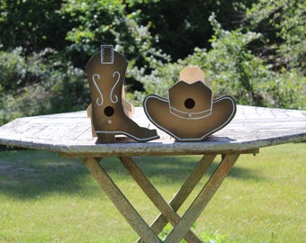 Cowboy Boot & Cowboy Hat Birdhouses