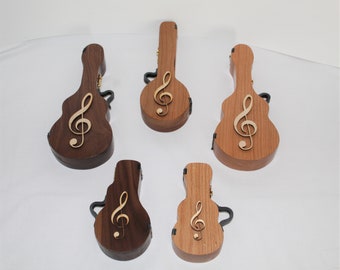 Guitar, Banjo, Uke, Mando Pick Case; Pick Boxes for Musician; Gift for Musician; G-Clef Trinket Box; Anniversary Valentine's Anytime Gift